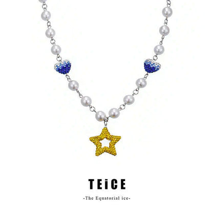 SALUTE ACADEMY EVA Hip Hop Punk Diamond Pearl Skull Personality Cool Necklace Set For Men Women Girls Party Rapper Jewelry Gift