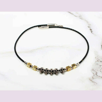 SALUTE ACADEMY EVA Hip Hop Punk Diamond Pearl Skull Personality Cool Necklace Set For Men Women Girls Party Rapper Jewelry Gift