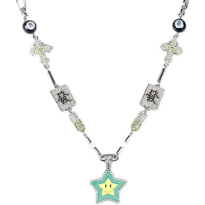 SALUTE ACADEMY EVA Hip Hop Punk Diamond Pearl Skull Personality Cool Necklace Set For Men Women Girls Party Rapper Jewelry Gift