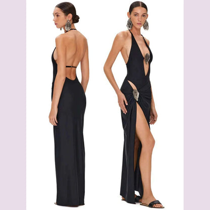 Sexy Deep V Neck Swimsuit With Skirt Women 2 Pcs Suits 2025  High Leg Backless Swimwear Fashion Female Holiday Beachwear Outfits