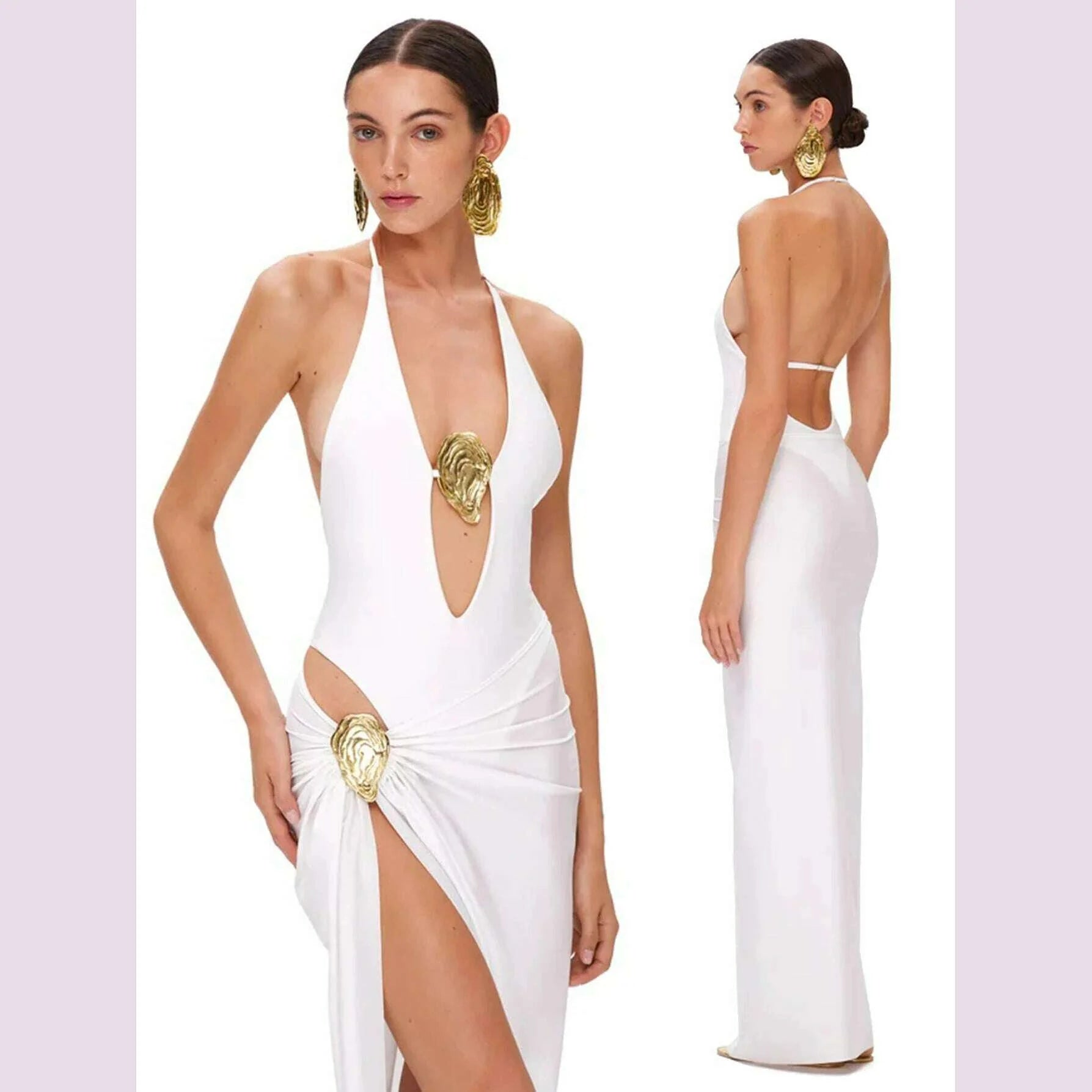 Sexy Deep V Neck Swimsuit With Skirt Women 2 Pcs Suits 2025  High Leg Backless Swimwear Fashion Female Holiday Beachwear Outfits