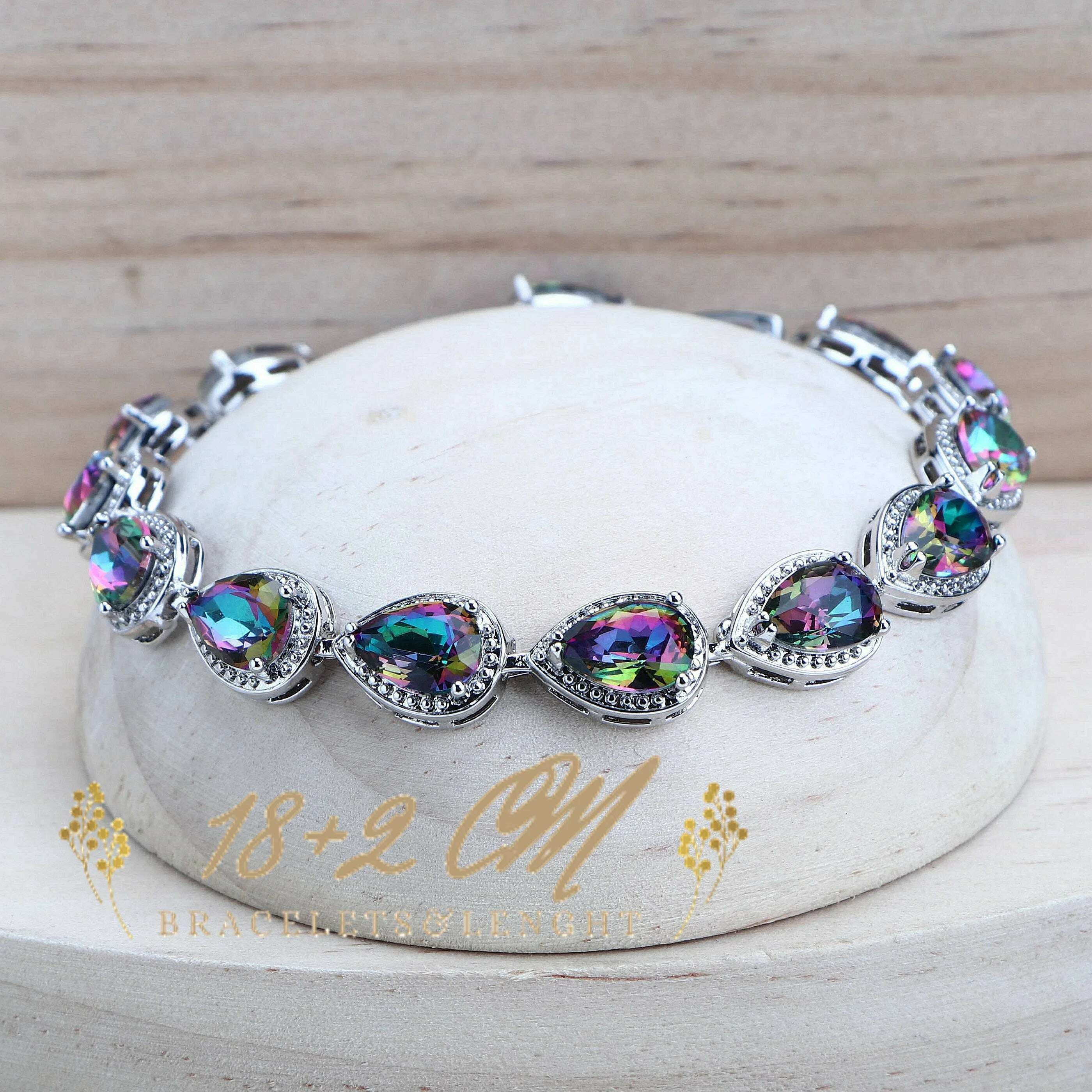 Silver 925 Women Bridal Jewelry Sets Wedding Costume Jewellery Rainbow Cubic Zirconia Earrings Rings Bracelets Pendant Necklace