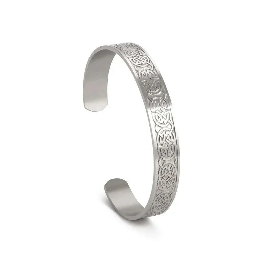 Skyrim Viking Triquetra Cuff Bangle for Women Men Stainless Steel Good Luck Amulet Vintage Celtics Irish Knots Bracelet Jewelry