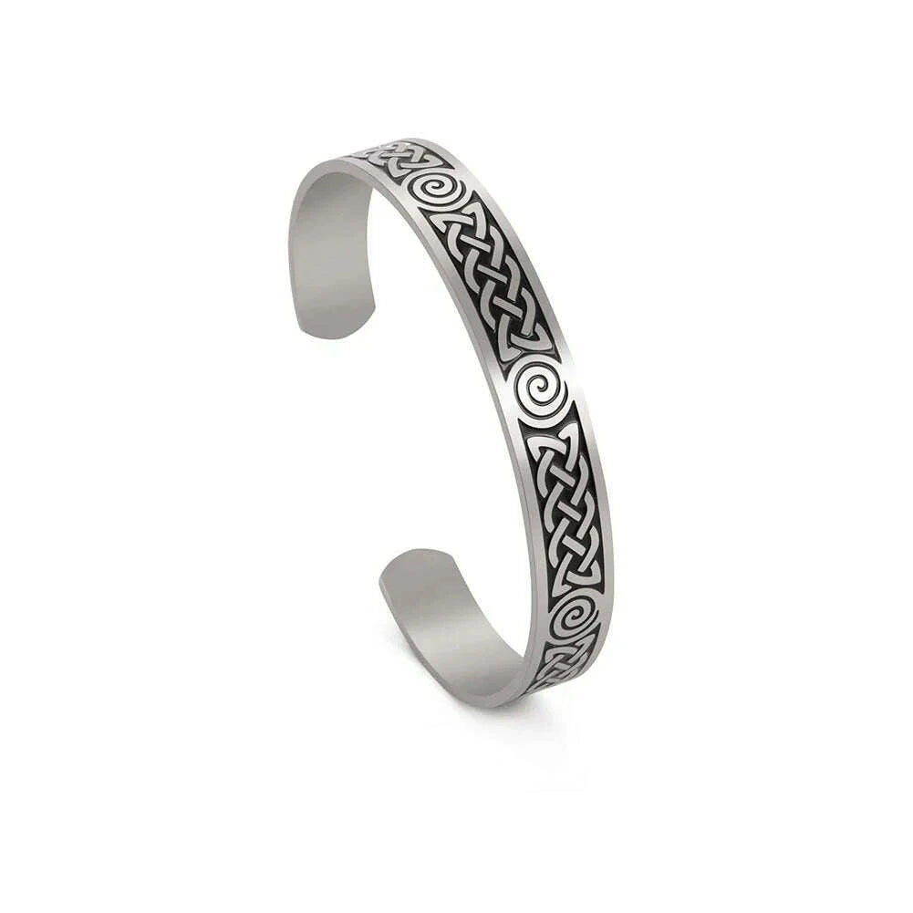 Skyrim Viking Triquetra Cuff Bangle for Women Men Stainless Steel Good Luck Amulet Vintage Celtics Irish Knots Bracelet Jewelry