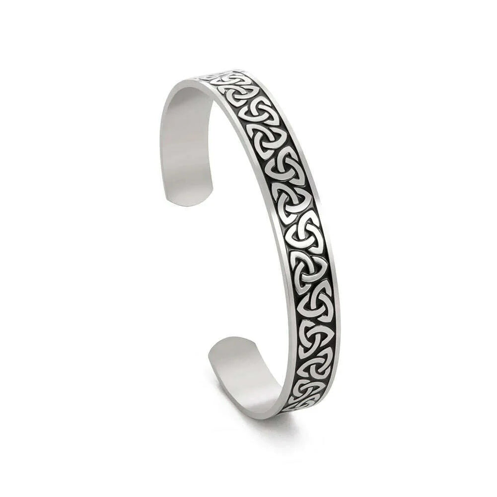 Skyrim Viking Triquetra Cuff Bangle for Women Men Stainless Steel Good Luck Amulet Vintage Celtics Irish Knots Bracelet Jewelry