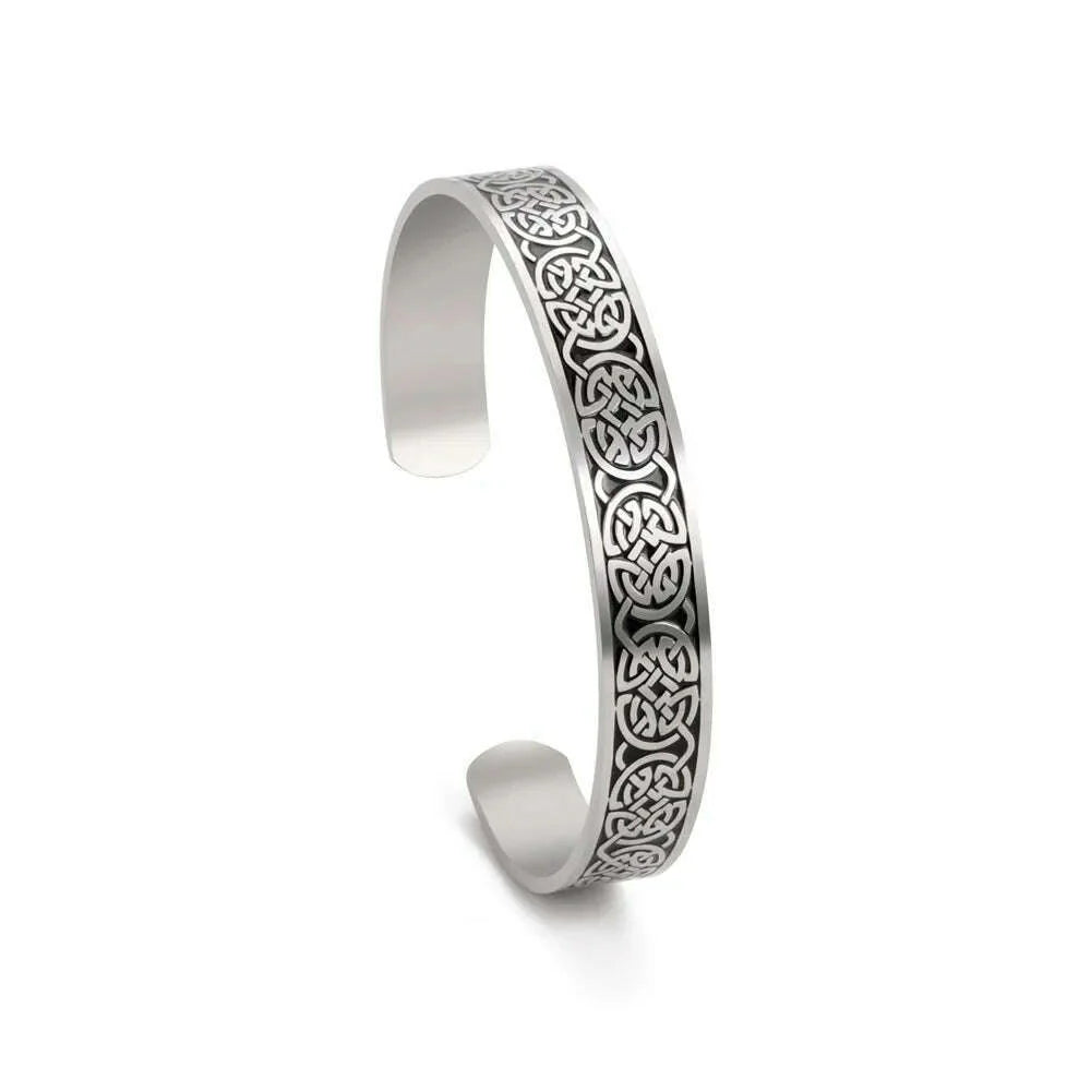Skyrim Viking Triquetra Cuff Bangle for Women Men Stainless Steel Good Luck Amulet Vintage Celtics Irish Knots Bracelet Jewelry