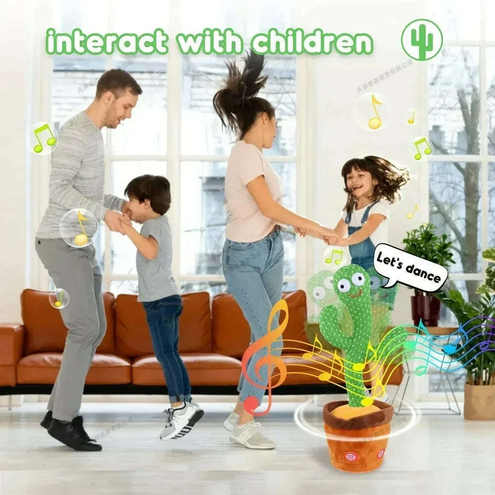 Smart Electronic Plush Toy for Baby Singing Dancing Talking and Sound Recording Cactus Toys for Kids Xmas Gifts for Children