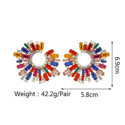 Statement Crystal Hoop Stud Earrings Modern Fashion Aesthetic Jewelry Accessories For Women Romantic Wedding Party Luxury Gifts