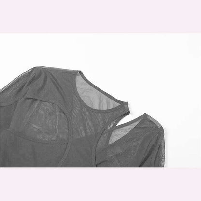 Summer Solid Color Bodysuit See-Through Sexy Hollow Design Women Top Jumpsuits Slim Fit For High Street Clubwear Female