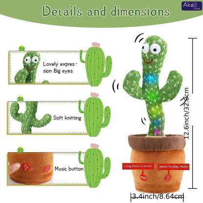 Talking Cactus Toy with LED 120 English Songs Singing Musical Toys Repeat What You Say Suitable for Babies and Toddlers