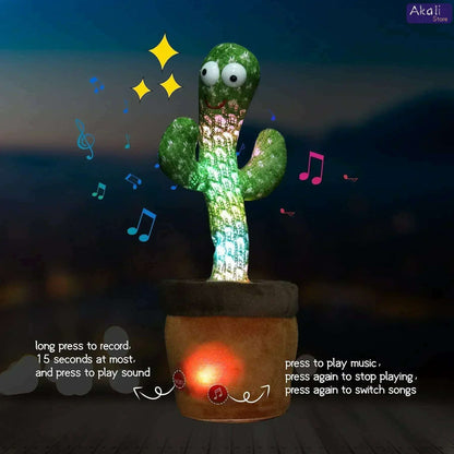 Talking Cactus Toy with LED 120 English Songs Singing Musical Toys Repeat What You Say Suitable for Babies and Toddlers