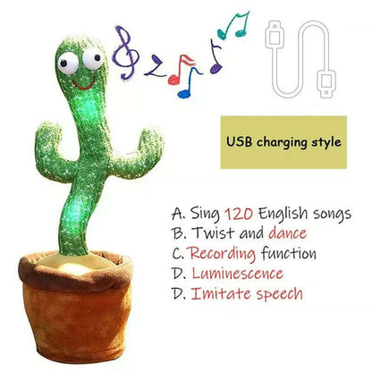 Talking Cactus Toy with LED 120 English Songs Singing Musical Toys Repeat What You Say Suitable for Babies and Toddlers