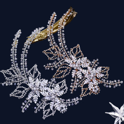 TOPQUEEN HP254 Bridal Side Clip Wedding Tiara Bridal Hairpins Handmade Rhinestone Women Headwear Alloy Flower Bride Headdress