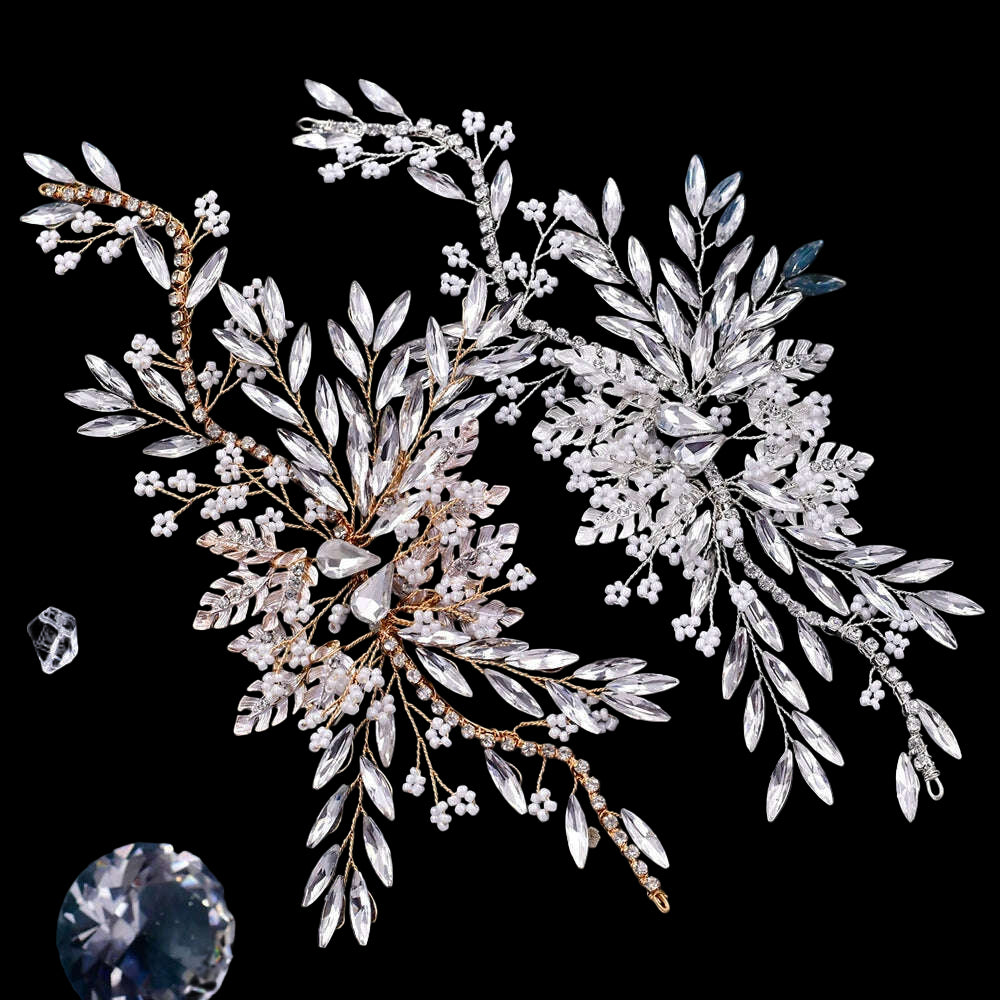 TOPQUEEN HP254 Bridal Side Clip Wedding Tiara Bridal Hairpins Handmade Rhinestone Women Headwear Alloy Flower Bride Headdress