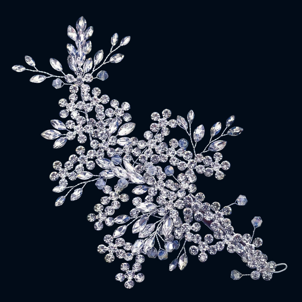 TOPQUEEN HP254 Bridal Side Clip Wedding Tiara Bridal Hairpins Handmade Rhinestone Women Headwear Alloy Flower Bride Headdress