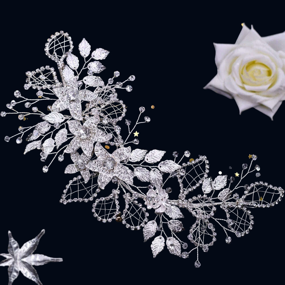 TOPQUEEN HP254 Bridal Side Clip Wedding Tiara Bridal Hairpins Handmade Rhinestone Women Headwear Alloy Flower Bride Headdress