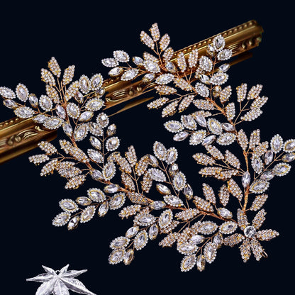 TOPQUEEN HP254 Bridal Side Clip Wedding Tiara Bridal Hairpins Handmade Rhinestone Women Headwear Alloy Flower Bride Headdress