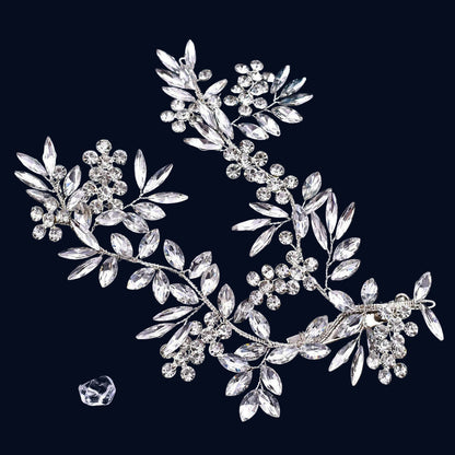 TOPQUEEN HP254 Bridal Side Clip Wedding Tiara Bridal Hairpins Handmade Rhinestone Women Headwear Alloy Flower Bride Headdress