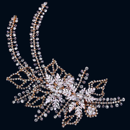 TOPQUEEN HP254 Bridal Side Clip Wedding Tiara Bridal Hairpins Handmade Rhinestone Women Headwear Alloy Flower Bride Headdress
