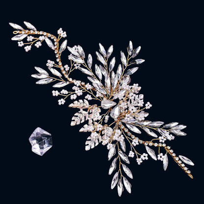 TOPQUEEN HP254 Bridal Side Clip Wedding Tiara Bridal Hairpins Handmade Rhinestone Women Headwear Alloy Flower Bride Headdress