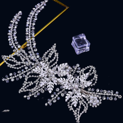 TOPQUEEN HP254 Bridal Side Clip Wedding Tiara Bridal Hairpins Handmade Rhinestone Women Headwear Alloy Flower Bride Headdress