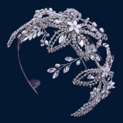 TOPQUEEN HP254 Bridal Side Clip Wedding Tiara Bridal Hairpins Handmade Rhinestone Women Headwear Alloy Flower Bride Headdress