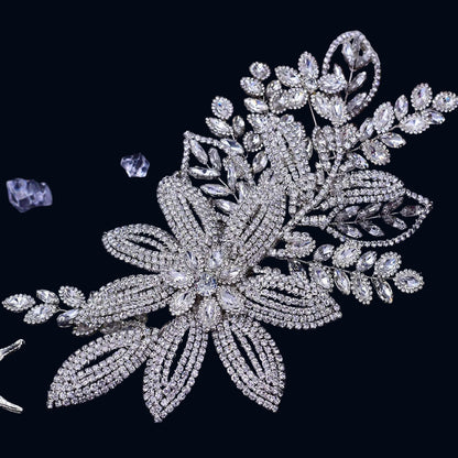 TOPQUEEN HP254 Bridal Side Clip Wedding Tiara Bridal Hairpins Handmade Rhinestone Women Headwear Alloy Flower Bride Headdress