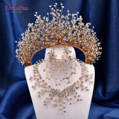 TOPQUEEN Luxury Bridal Crown Rhinestones Tiaras Bride Headband Wedding Hair Accessories Pageant Diadem Women Headdress HP193P