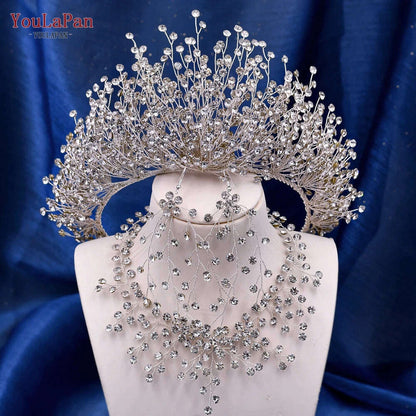 TOPQUEEN Luxury Bridal Crown Rhinestones Tiaras Bride Headband Wedding Hair Accessories Pageant Diadem Women Headdress HP193P