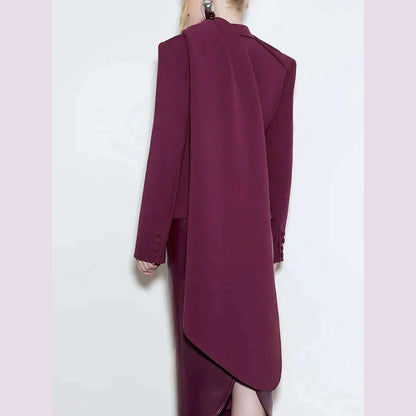 TWOTWINSTYLE Solid Spliced Pockets Jackets For Women Scarf Collar Long Sleeve Temperament Designer Coats Female Fashion Style