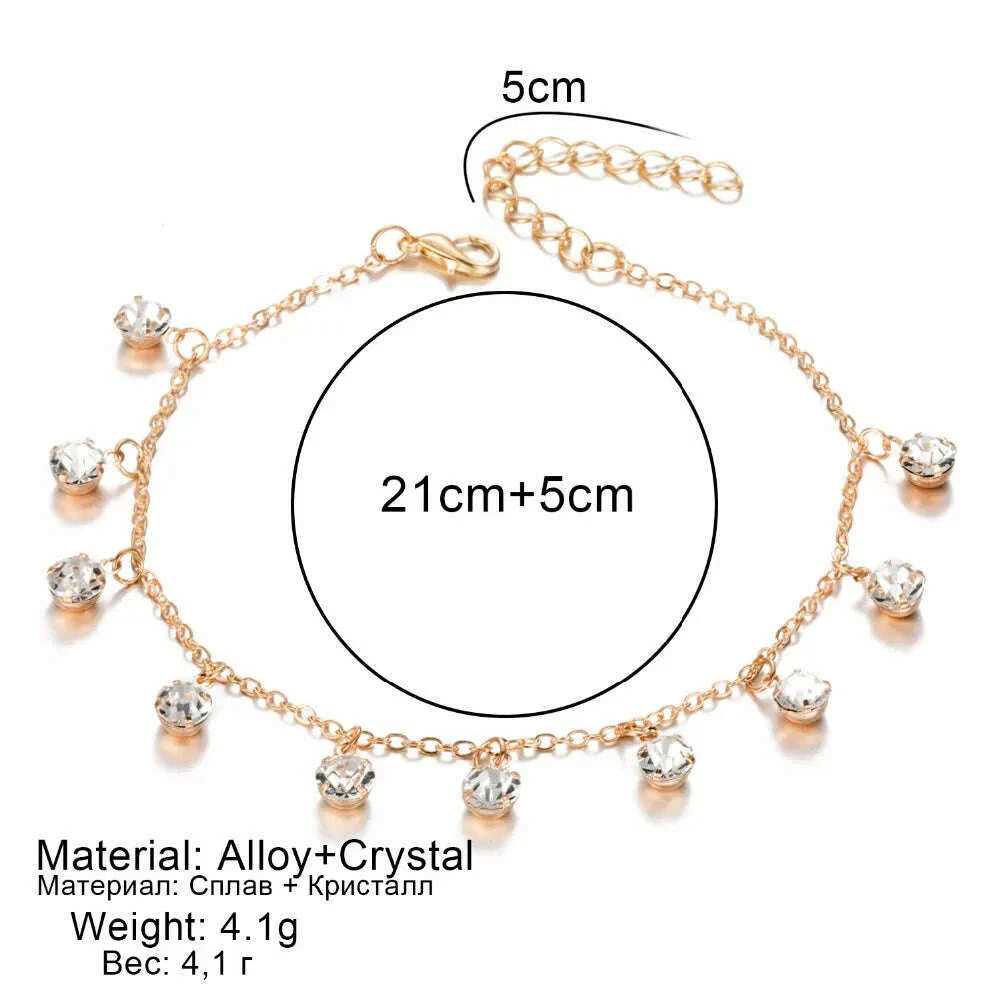 Vintage Fashion Pendant Crystal Anklet For Women Link Chin Bohemian Gold ColorSilver Color Shoe Boot Chain Bracelet Foot Jewelry