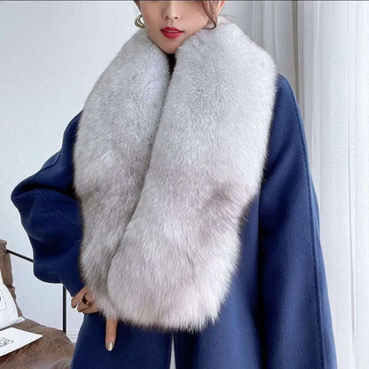 Winter Fox Fur Scarf Long Fur Collar Silver Fox Real Fur Shawl Russian Scarfs For Ladies Neck Luxury Fashion Scarves Womens