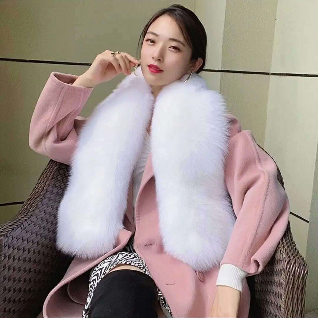 Winter Fox Fur Scarf Long Fur Collar Silver Fox Real Fur Shawl Russian Scarfs For Ladies Neck Luxury Fashion Scarves Womens