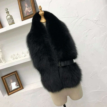 Winter Fox Fur Scarf Long Fur Collar Silver Fox Real Fur Shawl Russian Scarfs For Ladies Neck Luxury Fashion Scarves Womens