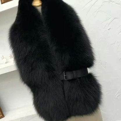 Winter Fox Fur Scarf Long Fur Collar Silver Fox Real Fur Shawl Russian Scarfs For Ladies Neck Luxury Fashion Scarves Womens