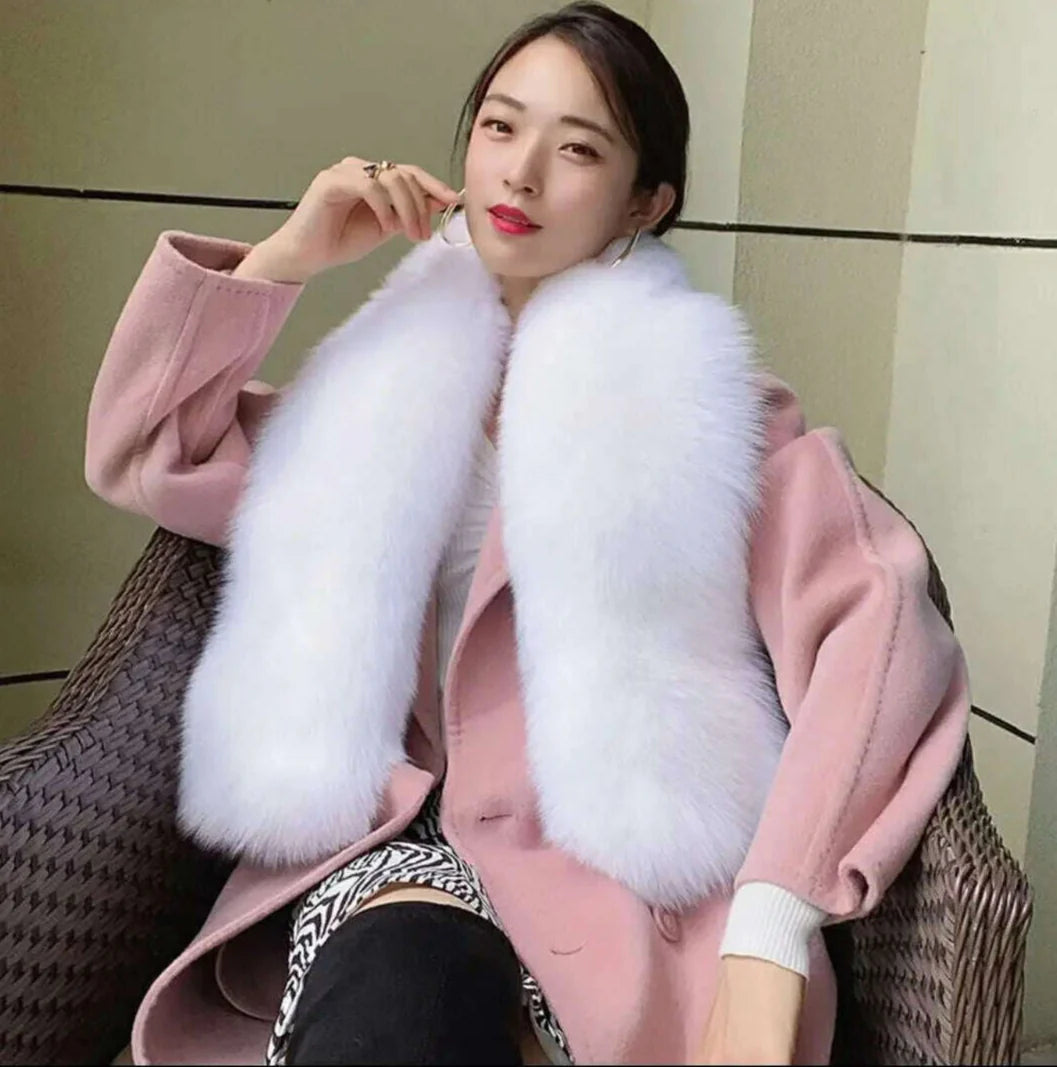 Winter Fox Fur Scarf Long Fur Collar Silver Fox Real Fur Shawl Russian Scarfs For Ladies Neck Luxury Fashion Scarves Womens