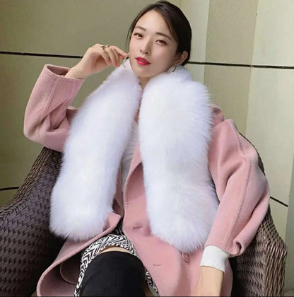 Winter Fox Fur Scarf Long Fur Collar Silver Fox Real Fur Shawl Russian Scarfs For Ladies Neck Luxury Fashion Scarves Womens