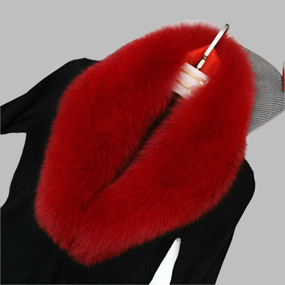 Winter Real Fox Fur Collar Woman Black Natural Fur Scarf Shawl For Women Collars Wraps Neck Warmer Fur Scarves Luxery Scarf Men