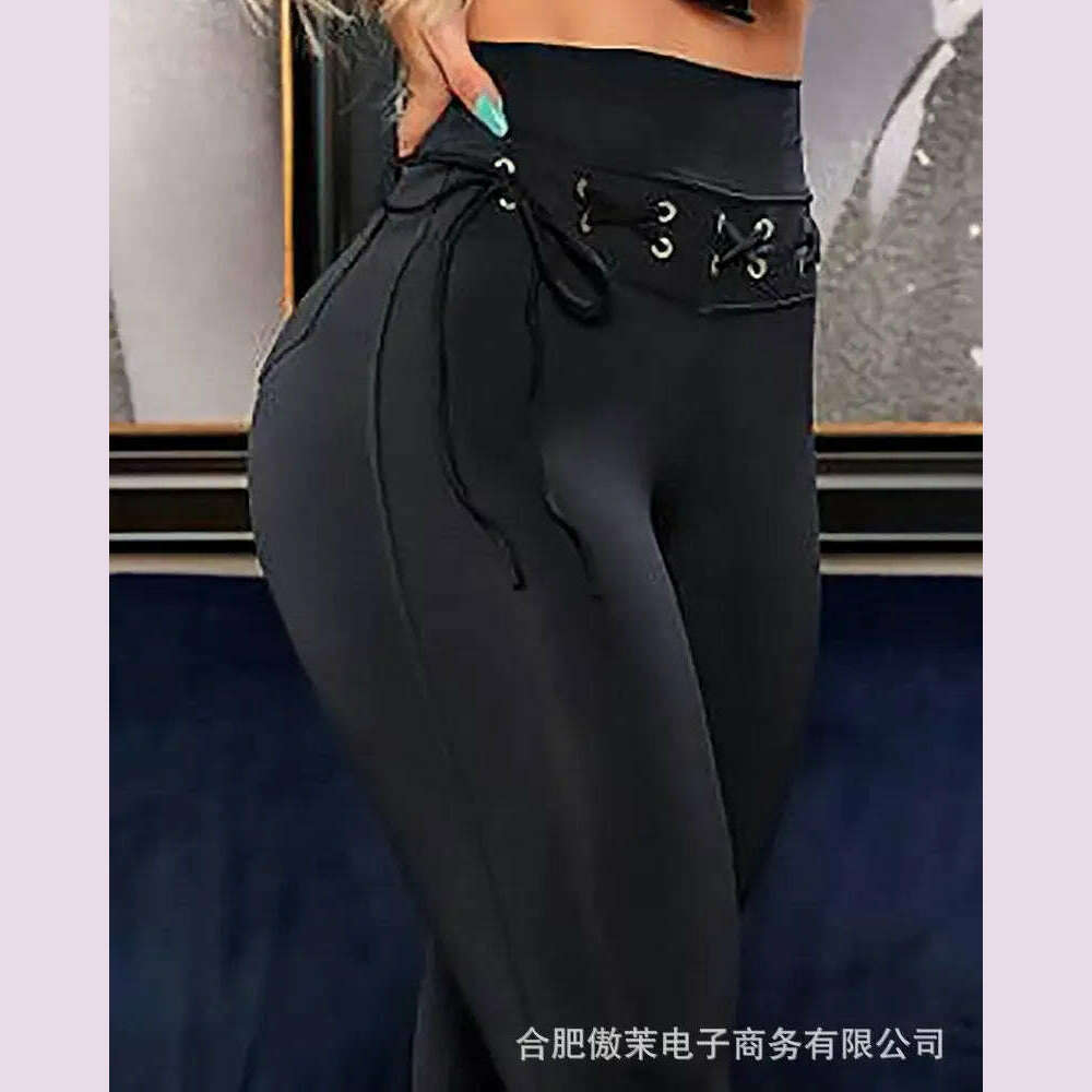 Women's pants casual Eyelet Tie Leggings 2022 summer autumn spring new fashion skinny female trouser slim ladies outfits