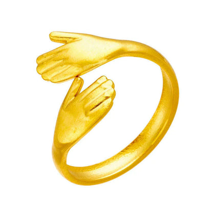 XIYANIKE 316L Stainless Steel Rings Hands Hug Opening for Woman Couple Simple Creative Trendy Design Punk Gifts Birthday Jewelry