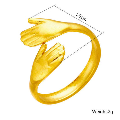 XIYANIKE 316L Stainless Steel Rings Hands Hug Opening for Woman Couple Simple Creative Trendy Design Punk Gifts Birthday Jewelry