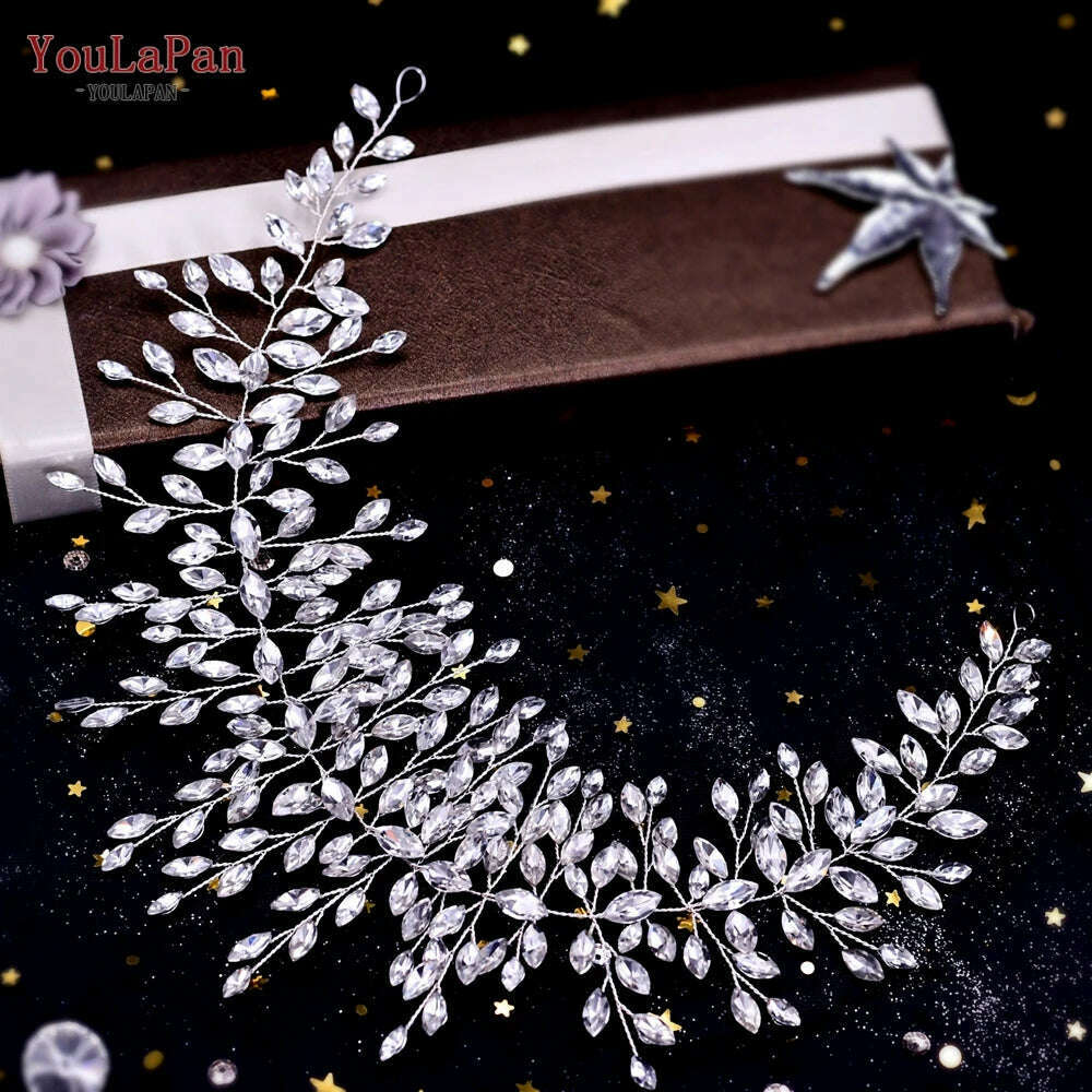 YouLaPan HP409 Woman Headband Tiara Headwear for Bridal Wedding Hair Accessories Luxury Rhinestone Women Crown Flower Headpiece