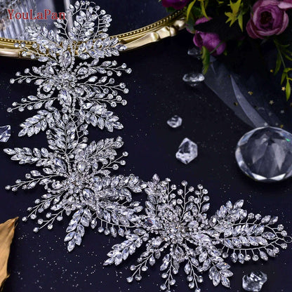 YouLaPan HP409 Woman Headband Tiara Headwear for Bridal Wedding Hair Accessories Luxury Rhinestone Women Crown Flower Headpiece