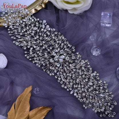 YouLaPan HP409 Woman Headband Tiara Headwear for Bridal Wedding Hair Accessories Luxury Rhinestone Women Crown Flower Headpiece