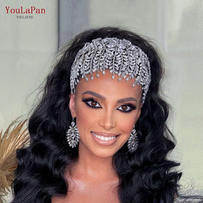 YouLaPan HP435 Wedding Tiara Crystal Bridal Headband Women Hair Crown Bridal Hair Accessories Bride Headpieces for Party Banquet