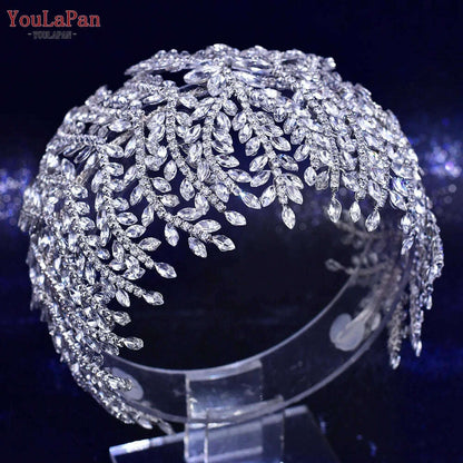 YouLaPan HP435 Wedding Tiara Crystal Bridal Headband Women Hair Crown Bridal Hair Accessories Bride Headpieces for Party Banquet