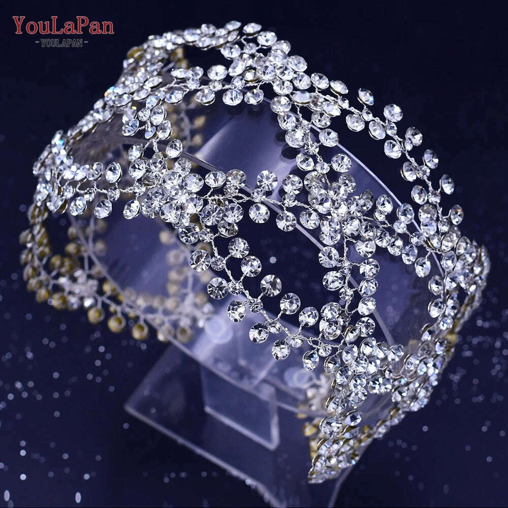 YouLaPan HP435 Wedding Tiara Crystal Bridal Headband Women Hair Crown Bridal Hair Accessories Bride Headpieces for Party Banquet