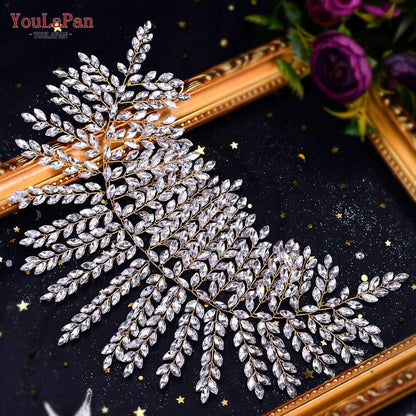 YouLaPan HP435 Wedding Tiara Crystal Bridal Headband Women Hair Crown Bridal Hair Accessories Bride Headpieces for Party Banquet