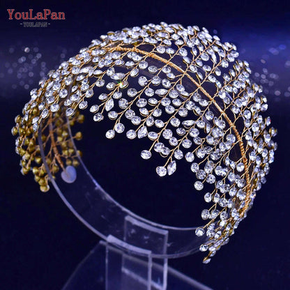 YouLaPan HP435 Wedding Tiara Crystal Bridal Headband Women Hair Crown Bridal Hair Accessories Bride Headpieces for Party Banquet