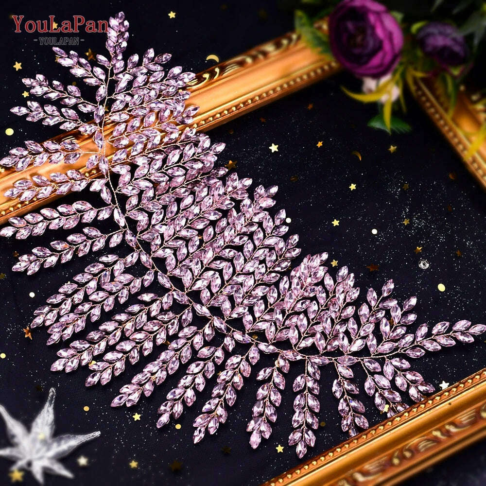 YouLaPan HP435 Wedding Tiara Crystal Bridal Headband Women Hair Crown Bridal Hair Accessories Bride Headpieces for Party Banquet